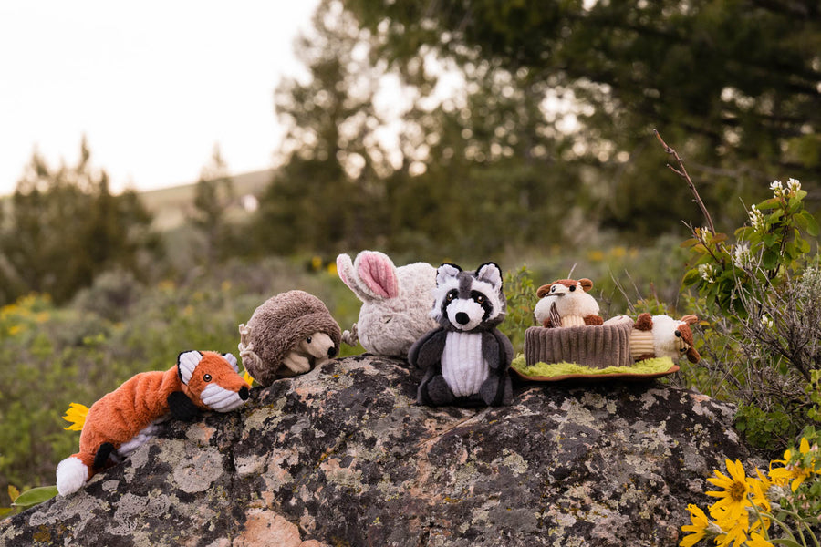 P.L.A.Y.'s Forest Friends Collection - Group image outside on a rock in the forest