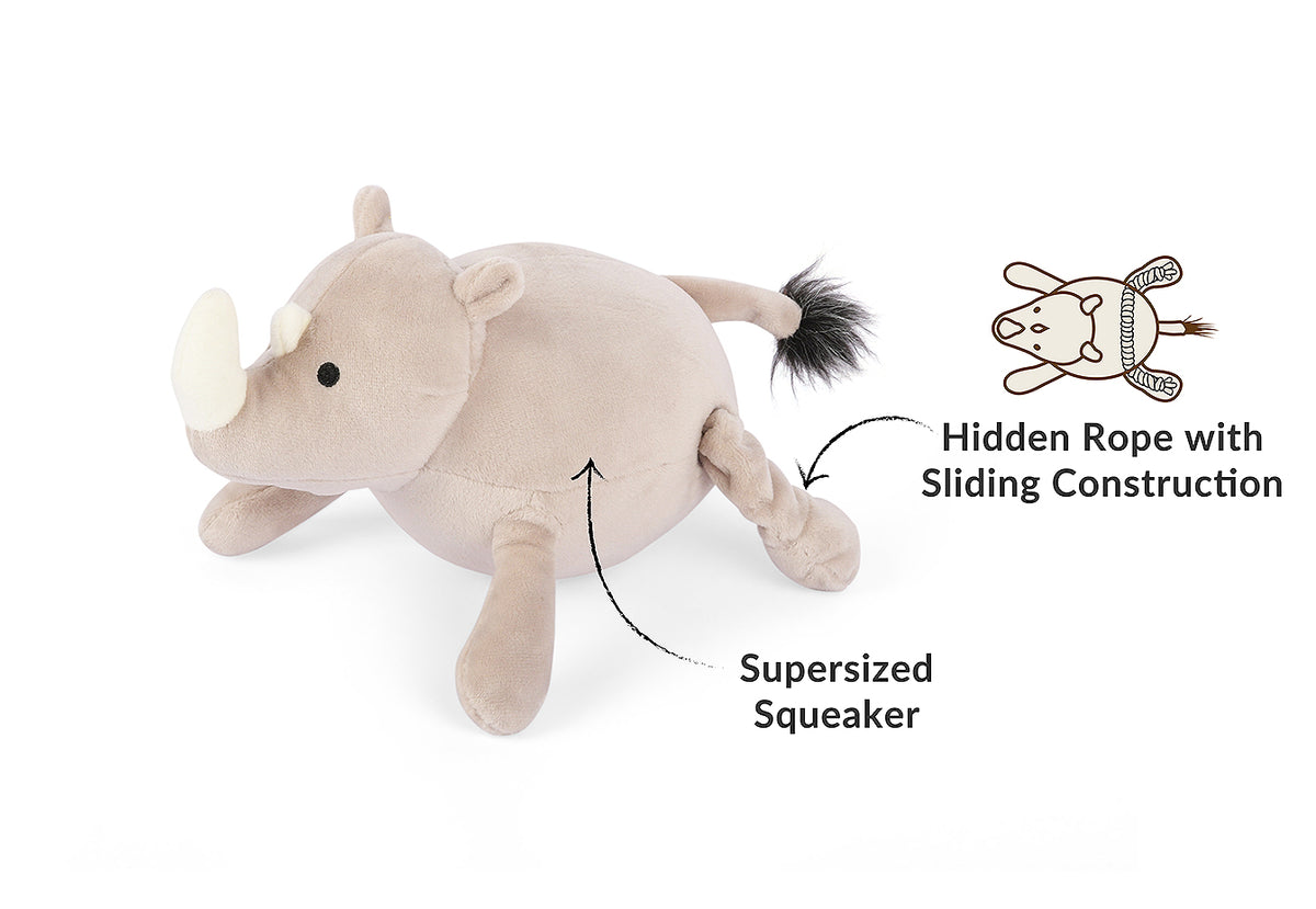 Rhino Safari Plush Dog Toy by P.L.A.Y