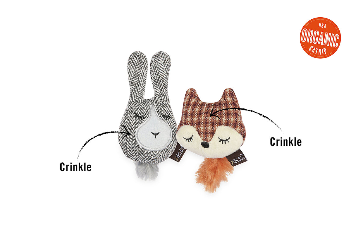 Fox & Bunny Crinkle Cat Toy by P.L.A.Y.