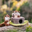 Load image into Gallery viewer, P.L.A.Y. Forest Friends Collection - Chippy & Cheeks Chipmunks Toy on a log outside in the forest