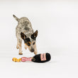 Load image into Gallery viewer, P.L.A.Y. Puppin' Champagne Dog Toy - dog walking up to toy