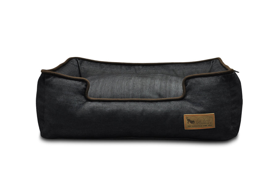 Urban Denim Lounge Bed by P.L.A.Y. with Chocolate Trim front view