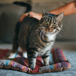Load image into Gallery viewer, Horizon Chill Pad in Desert with cat being petted on it