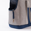 Load image into Gallery viewer, LeftPine x P.L.A.Y. Navy Striped Dog Carrier close up of built-in dog leash