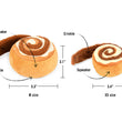 Load image into Gallery viewer, P.L.A.Y.&#39;s Pup Cup Cafe Collection - Cinna-bone Toy features and sizing shown
