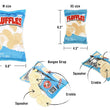 Load image into Gallery viewer, Snack Attack Collection by P.L.A.Y. Fluffles Toys with features pointed out and sizing shown
