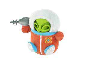 P.L.A.Y. Alien Buddies Astro Explorer Toy - GIF showing how the plush can be ripped to reveal the inner rubber-like treat dispensing toy