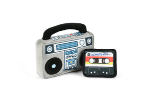 P.L.A.Y. 80s Classics Boop-Box Toy with cassette tape bonus toy next to the boombox