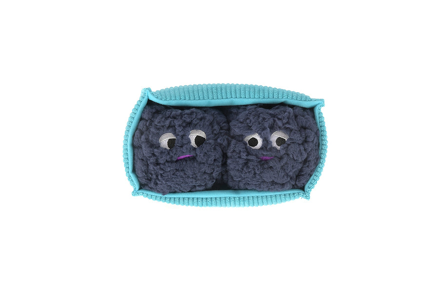 P.L.A.Y. Picked Fresh Blue Beg-rries Toy top view with two blueberries inside the container