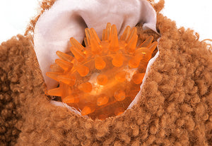 P.L.A.Y. Snack Attack Collection - Good Boy Cola Toy - orange spike ball sewn inside of toy shown 