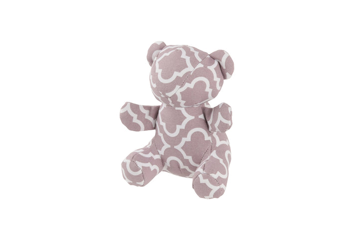 P.L.A.Y. Upcycled Zoo Pal Bear plush toy with an ash gray and white pattern on a white background