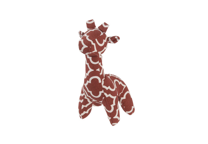 P.L.A.Y. Repurposed Pals plush giraffe toy with red and white pattern on a white background