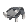 Load image into Gallery viewer, P.L.A.Y. Upcycled Zoo Pal Rhino plush toy in a gray and white pattern on a white background
