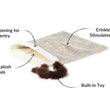Load image into Gallery viewer, P.L.A.Y. Feline Frenzy Cat Crinkle Sack - Ash Gray side view with opening showing and features pointed out
