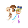 Load image into Gallery viewer, P.L.A.Y. Feline Frenzy Purrfectly Fungi toy set with a mushroom, mushroom slice and a container labeled &#39;Cream of Mushroom&#39; with colorful strings coming out of the bottom on a white background
