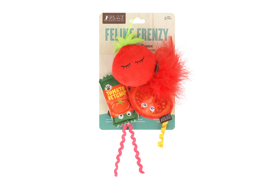 P.L.A.Y. Feline Frenzy Toma-toe Beans toy set in packaging on a white background
