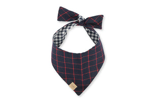 The Trendsetter Bandana by P.L.A.Y. - red striped on dark blue print