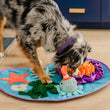 Load image into Gallery viewer, P.L.A.Y. Coral Cove Snuffle Mat - fluffy dog sniffing mat in front of blue cabinet
