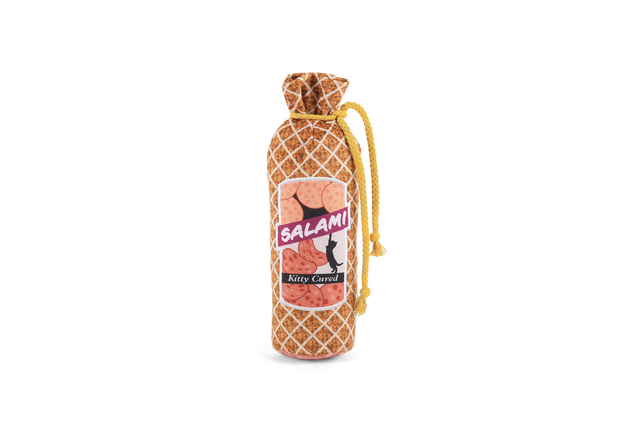 P.L.A.Y. Feline Frenzy Salami Slammer Kicker Toy on a white background