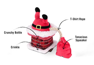 Merry Woofmas Collection Clumsy Claus Toy with features pointed out