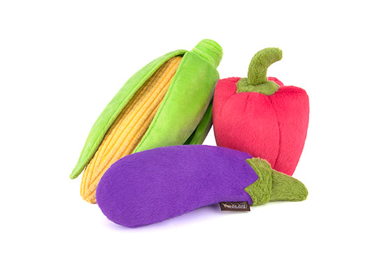 P.L.A.Y. Pet Lifestyle & You Farm Fresh Veggies Squeaky Dog Toy, 3 Count