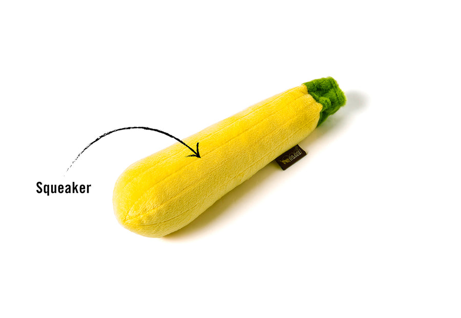 P.L.A.Y. Garden Fresh Collection - Zucchini Toy with features shown