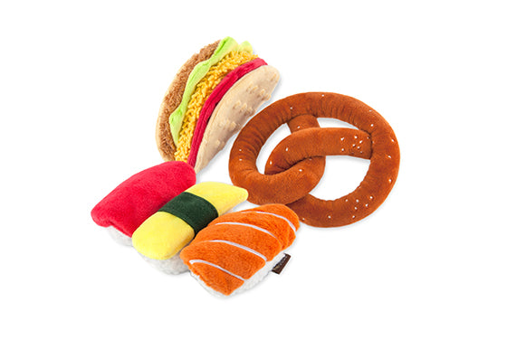 P.L.A.Y. Pet Lifestyle & You International Classic Food Set Squeaky Plush Dog Toy