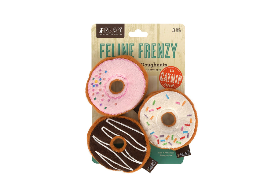 P.L.A.Y. Feline Frenzy Kitty Kreme Donuts Toy Set on backer card