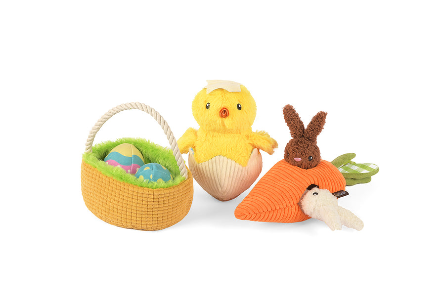 AWOOF Easter Dog Toy 3 Pack Dog Squeaky Toys Easter Egg Dog Toy Crinkle Dog  Toys Stuffed Dog Plush Toy Easter Gift with Bunny, Rabbit, Egg Interactive