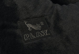 HyperX x P.L.A.Y. Pulsefur Mat - zoomed in on P.L.A.Y. embrodiery