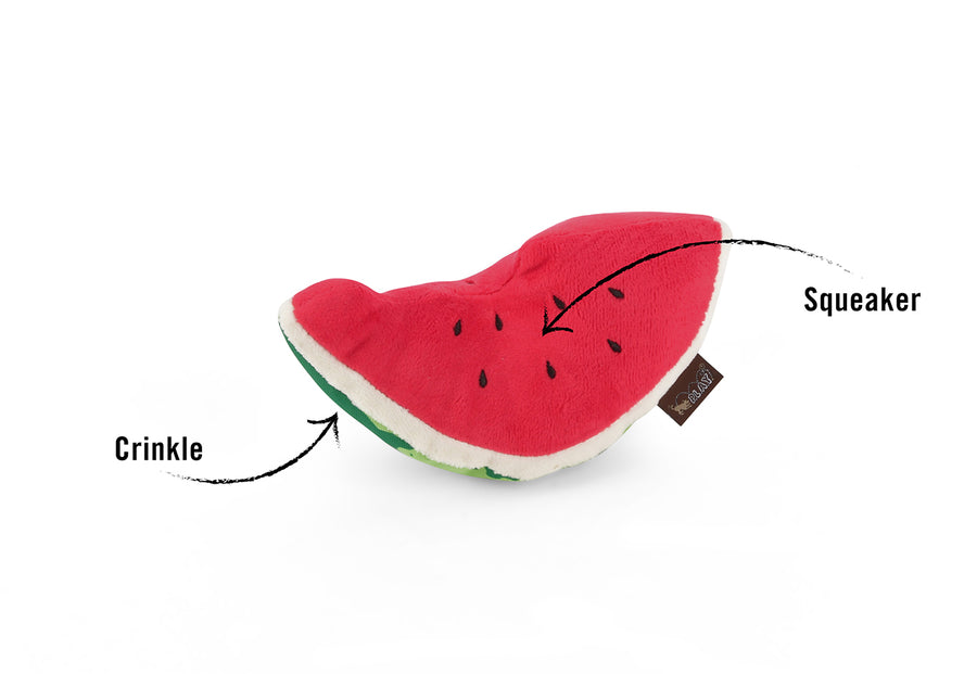 P.L.A.Y.'s Tropical Paradise Collection Wagging Watermelon Toy features pointed out