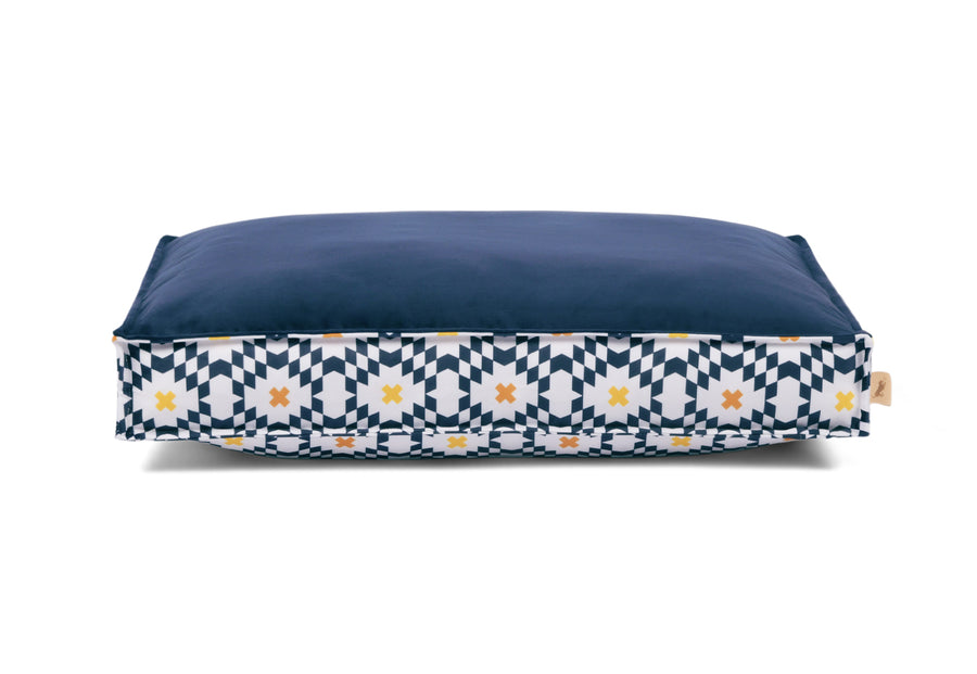Marina Boxy Bed in Cobalt Blue - solid side up head on