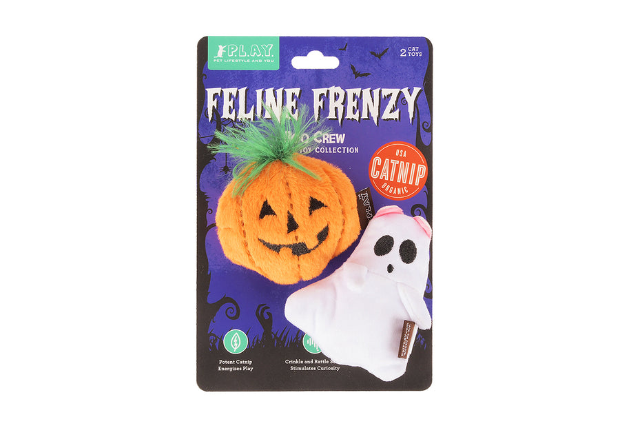 P.L.A.Y. Feline Frenzy Halloween Toy Collection - Boo Crew toy set on backer card packaging