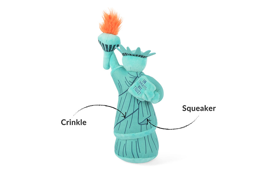 P.L.A.Y. Totally Touristy Statue of Liberty Dog Toy - Features Info