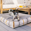 Load image into Gallery viewer, Cute puppy laying on Seaside Boxy Bed in Oyster Gray with solid side up outside
