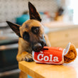 Load image into Gallery viewer, Snack Attack Collection by P.L.A.Y. Good Boy Cola Toy dog grabbing it off counter
