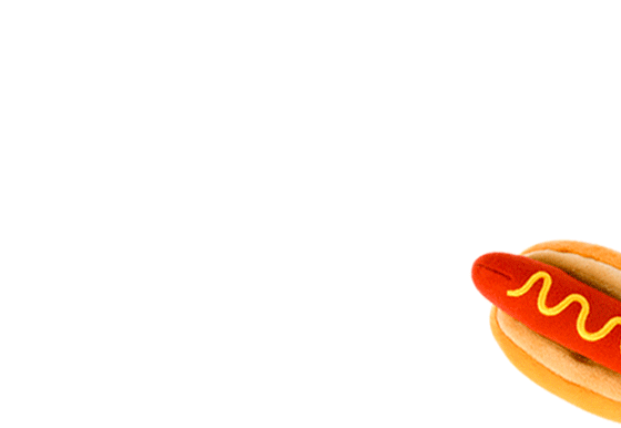 P.L.A.Y. American Classic Hot Diggy Dog Toy GIF moving across the screen and dog and bun separating