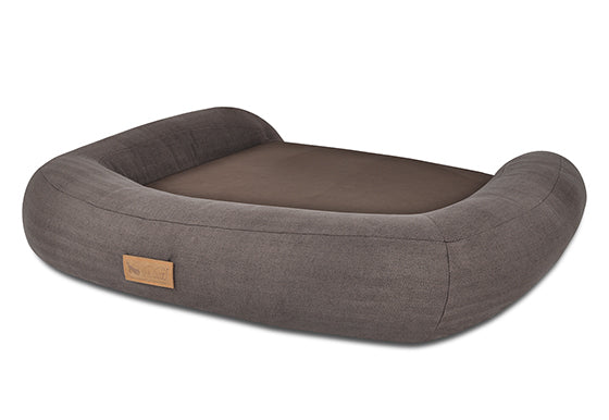 P.L.A.Y. California Dreaming Memory Foam Bed - Big Sur Brown back showing label