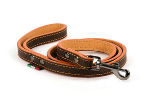 Napoli Leashes by P.L.A.Y. - orange and brown leash rolled up