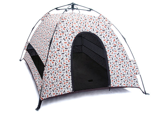 Variant: Outdoor Dog Tent PY6006BSFScout & About Outdoor Dog Tent by P.L.A.Y. - vanilla colorway with whimsical dog print shown