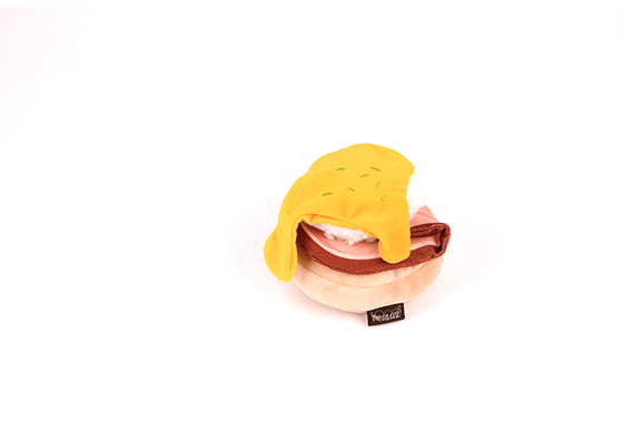 Barking Brunch Collection by P.L.A.Y. Benny's Benedict Toy GIF showing detachable compontents