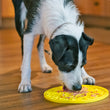 Load image into Gallery viewer, P.L.A.Y. ZoomieRex EverLick Mat - Dog eating from Large Pineapple yellow mat

